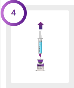 En spruta och en injektionsflaska med en uppåtpil